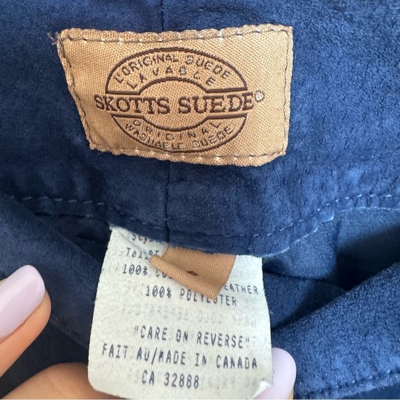 Vintages skotts suede real leather deep navy pants y2k rodeo western vibes 8 - Picture 8 of 10